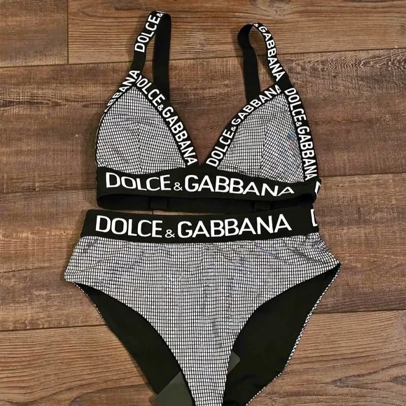 Dolce & Gabbana Womans Monochrome 2 Piece Bikini - Picture 1 of 5